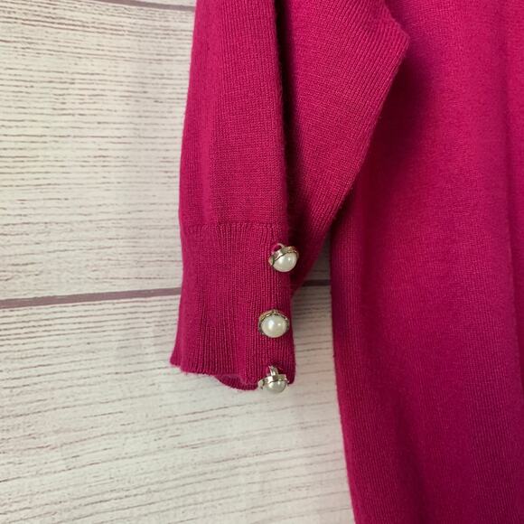 Audrey & Grace Pink Knit Cardigan Sweater Pearly Buttons Size Medium - Picture 14 of 15